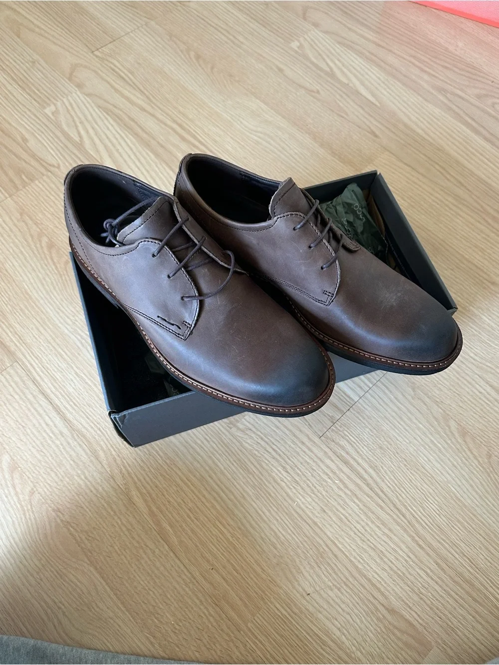 NEW ECCO Kenton Men’s Leather Derby Dress Shoes Dark Clay Brown EU 41 US 7–7.5